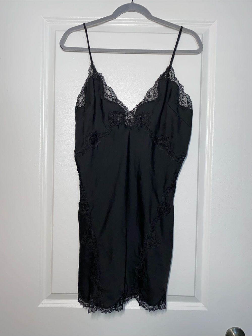 Victoria's Secret Black Lace-Trim Slip